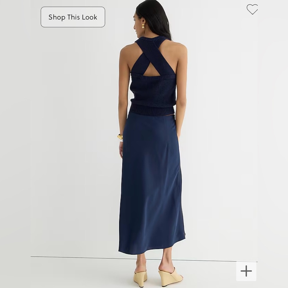 Large J Crew Navy Blue Slip Skirt